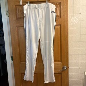 Rawlings Men's White Black Stripe Baseball Pants Size 2XL XXL 42X36 Semi-Relaxed